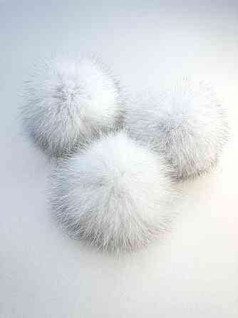 Помпон на шапку песцовий 10-12см Білий Вуаль Харків