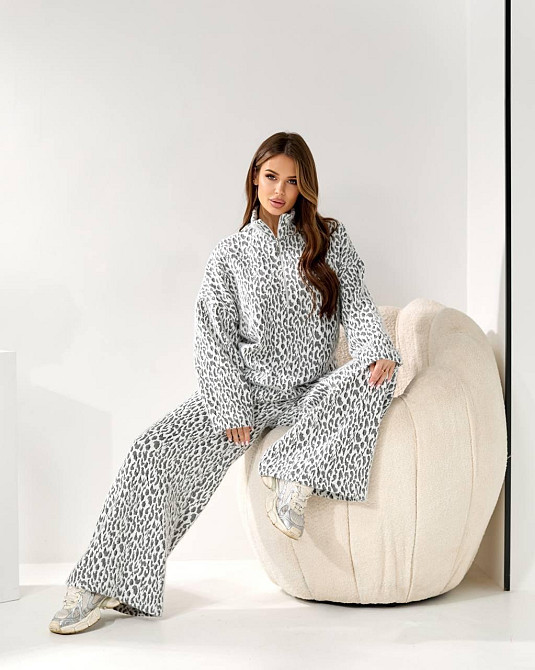 Женский стильный теплый принтованный костюм, альпака принт Одесса - изображение 6