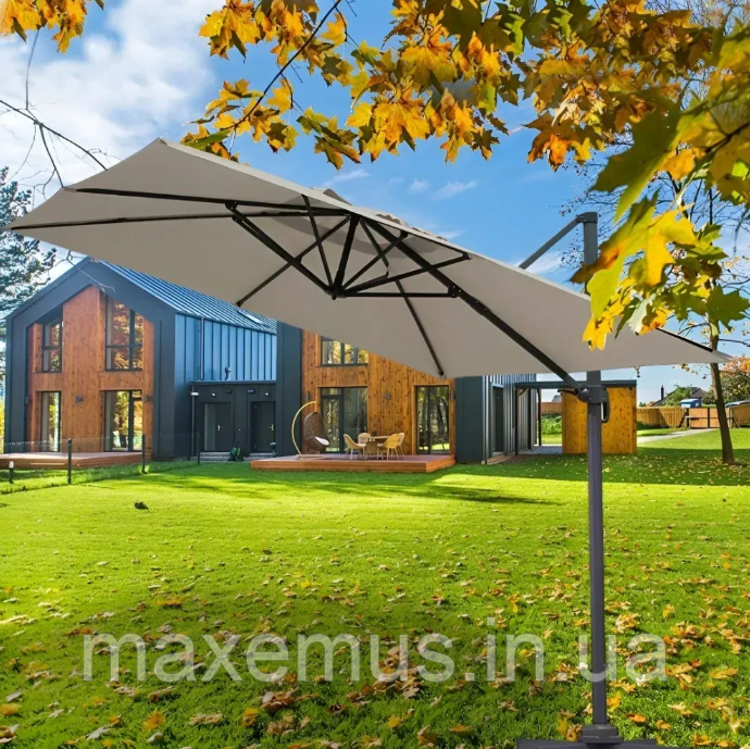 Зонт садовый подвесной Bonro B-019 3х3 м Бежевый с наклоном и поворотом 360° Мостиска - изображение 15