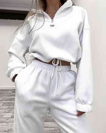 Женский теплый прогулочный костюм двойка из двухстороннего плотного флиса Белый, 42/44 Одесса