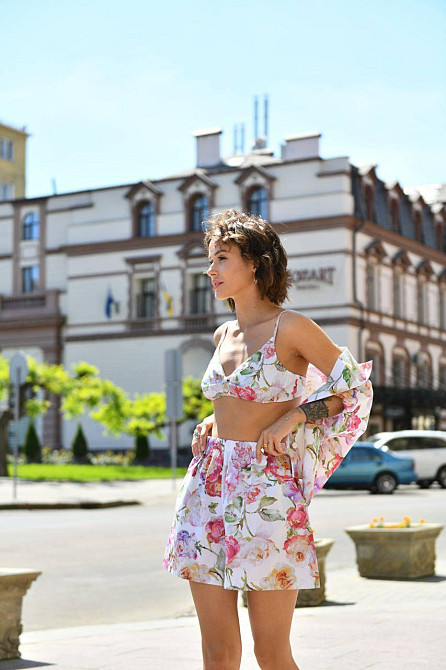 Жіночий літній костюм з бавовни «Valencia» Троянди M-L Харків - фото 2