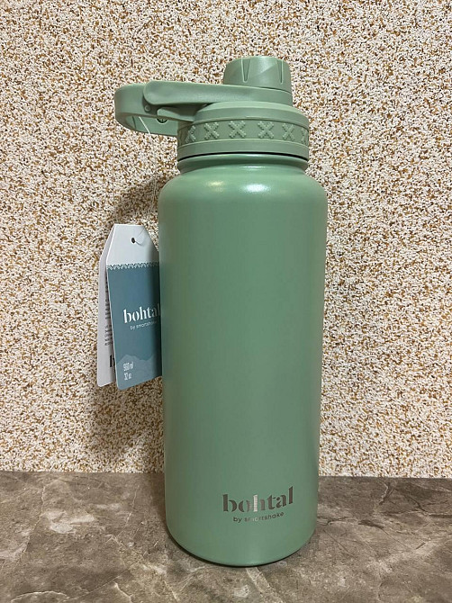 Пляшка для води металева з подвійною вакуумною ізоляцією Bohtal Insulated Sports Bottle 960 ml/32 oz Green Каменское - изображение 8