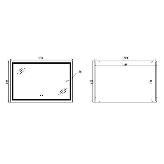 Зеркало Qtap Mideya (MI1) 1200х800 с LED-подсветкой Touch, с антизапотеванием, диммером QT2078F613W Киев