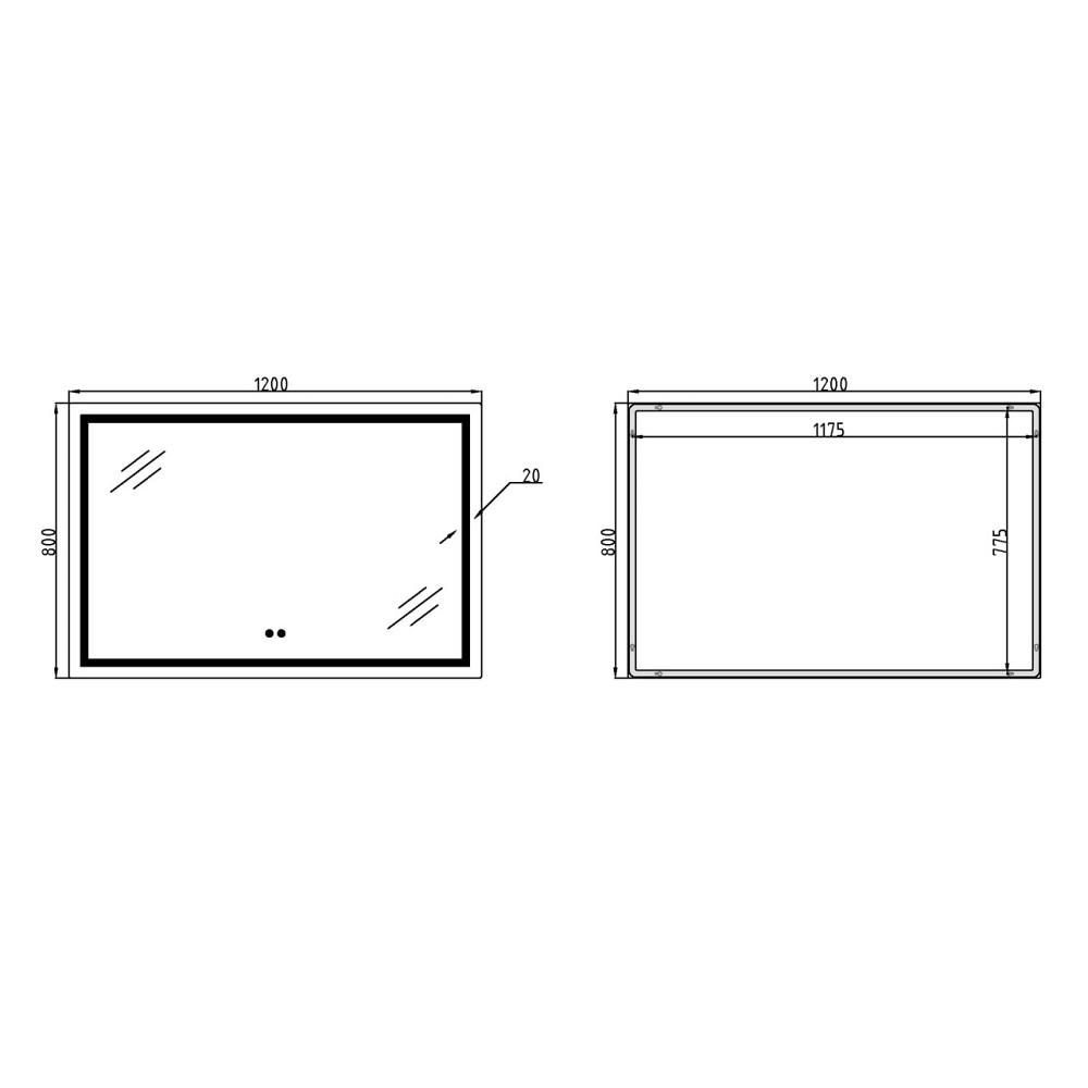 Зеркало Qtap Mideya (MI1) 1200х800 с LED-подсветкой Touch, с антизапотеванием, диммером QT2078F613W Киев - изображение 6