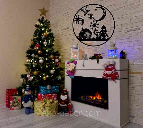 Декоративное настенное Панно «Новый год», Декор на стену 90*90 см, Чёрный Киев