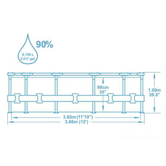 Бассейн каркасный 56709 фильтр-насос, лестница, в коробке Винница