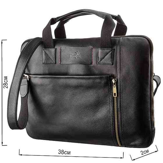 Мужская кожаная тонкая сумка для ноутбука SHVIGEL 19117 Черная Киев