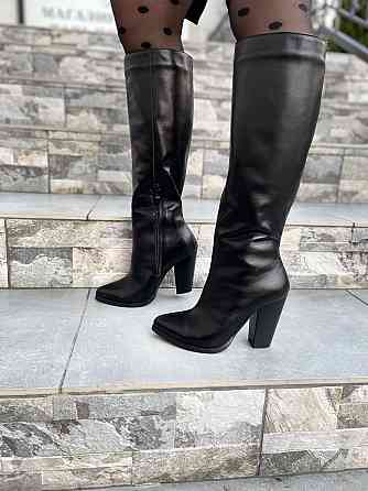 SANTINI Стильні жіночі зимові чоботи шкіряні на підборах чорні теплі, на хутрі 955720-11 р. 36- Коломыя