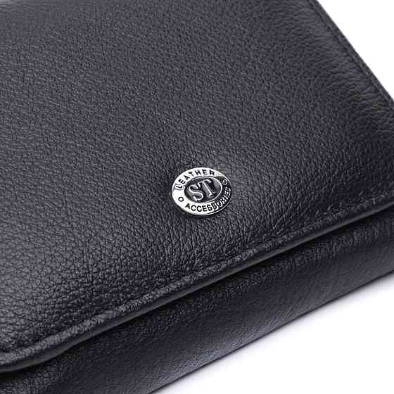 Кошелек для женщин горизонтального формату из натуральной кожи ST Leather 22722 Черный Киев