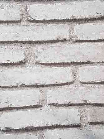Шпалери вініл на флізеліні гарячого тиснення DU&KA Natura1.06х10 під цеглу структурні білі сірі з глянцем Київ