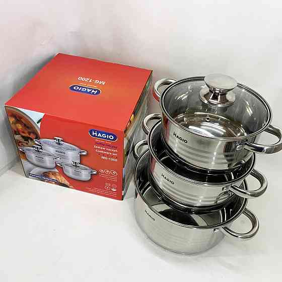 Набор кастрюль для дома с антипригарным покрытием MAGIO MG-1200 6 шт, Кастрюли с прозрачными крышками NZ-67 Ивано-Франковск