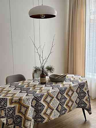 Ecotton Скатертина столова Ecotton DUCK 170х220 см водовідштовхувальна Орнамент синьо-жовта (25 Коломия