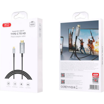 Кабель мультимедийный USB-C to HDMI 1.8m GB019-CHDMI XO (GB019-CHDMI.tranish) Винница - изображение 3
