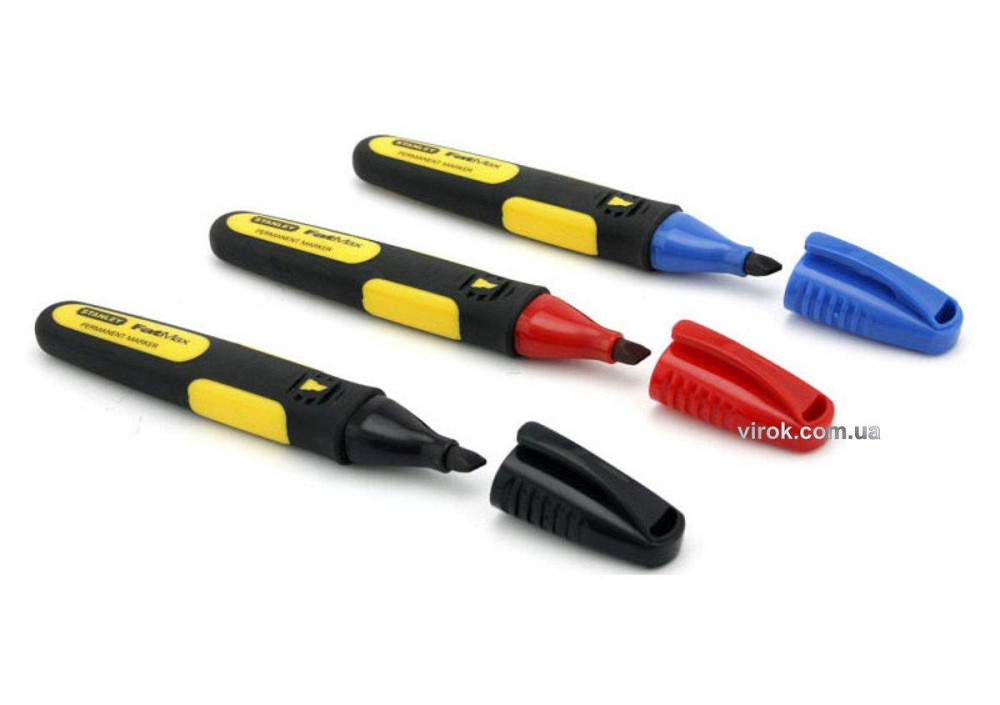Набір маркерів STANLEY "FatMax" зі стійкими чорнилами (чорний,черв.синій), кпл. 3 шт. Одеса - фото 1