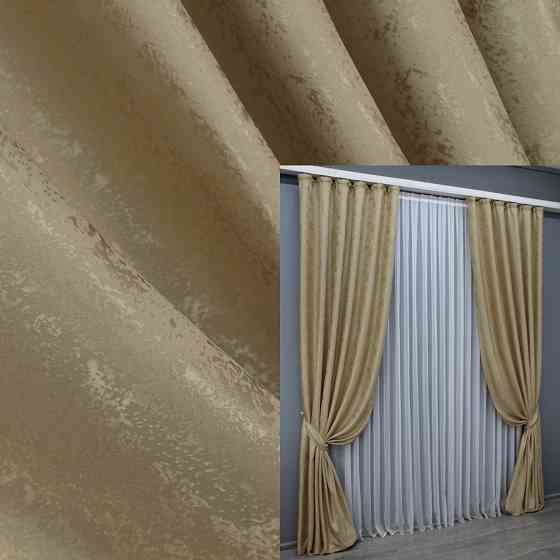 Комплект готових штор VR-Textil Жакард Мармур Al1 № 438ш Темно бежевий 200х290 см 2 шт (32-198) Київ