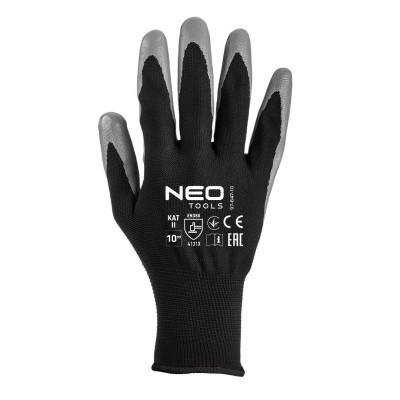 Захисні рукавиці Neo Tools комплект 12шт, поліестер з нітриловим покриттям, р.11, сіро-чорний (97-647-11) Вінниця - фото 4