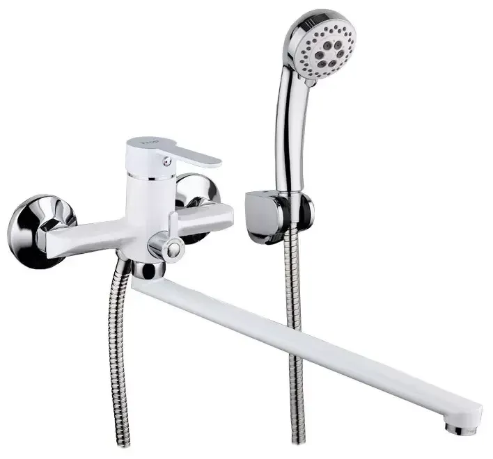 Змішувач для ванни з душовим гарнітуром Frap F2241 білий/хром Київ - фото 2