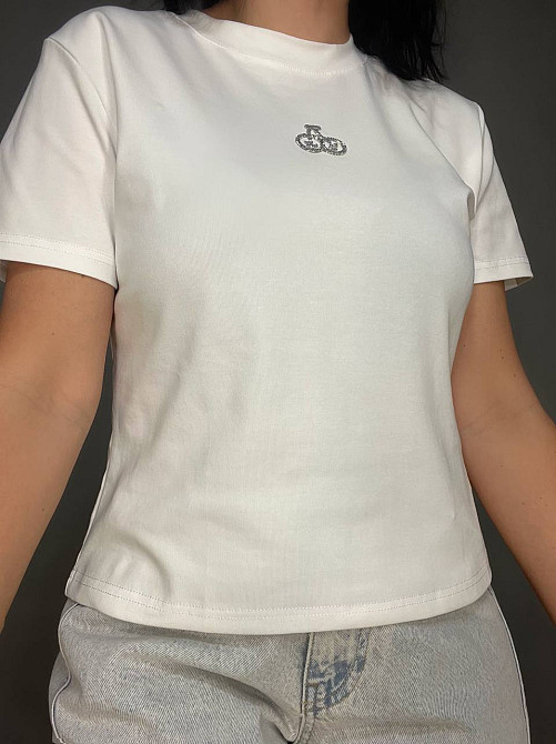 Футболка жіноча A-N 911-20 середня довжина вишня камінчики one size, білий, one size Київ - фото 12