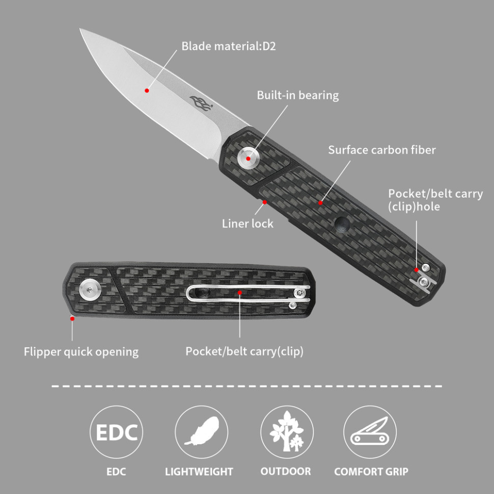 Нож складной Firebird FH927-CF черный карбон Киев - изображение 7