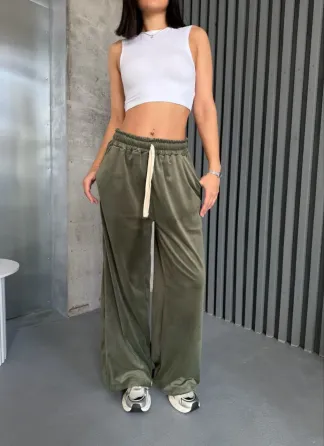 Велюрові жіночі брюки вільного крою з високою посадкою Одеса