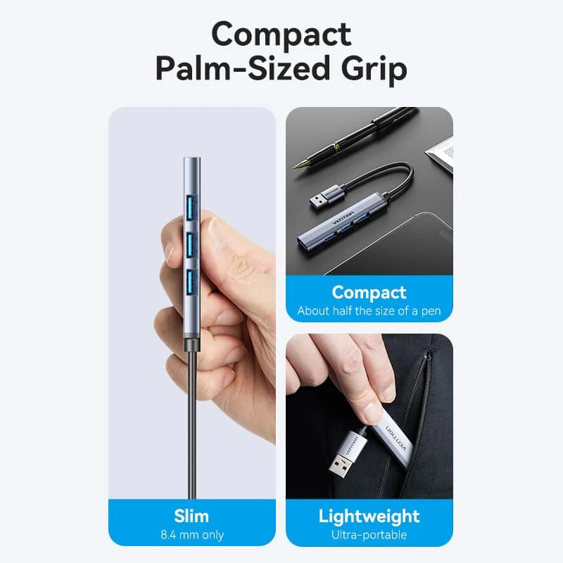 Хаб USB 3.0 -> 1xUSB 3.0/3xUSB 2.0, 0.15м, 5 Гбіт/с, Grey Vention Винница - изображение 7