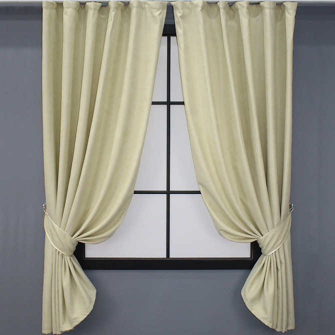 Комплект коротких штор VR-Textil Мікровелюр SPARTA № 844ш Кремовий 130х170 см 2 шт (35-0006) Київ - фото 1