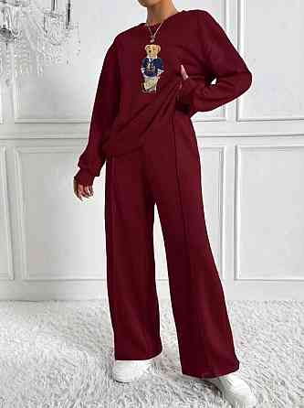 Жіночий прогулянковий костюм-двійка з термонакатом двонитка Бордовий, 54/58 Одеса