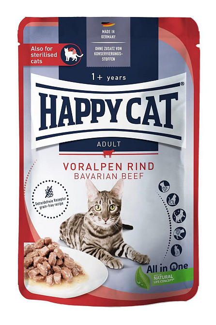 Влажный корм Happy Cat Culinary Voralpen Rind с говядиной для кошек (кусочки в соусе) пауч, 85 г Винница - изображение 1
