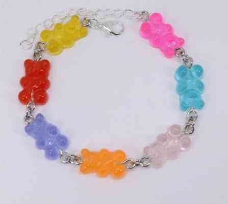 Браслет з ведмедиками різнобарвний на ногу - довжина 18см + 4см, регулюється, смола, цинковий сплав Київ