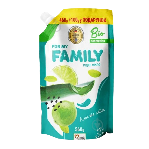 Рідке мило Очищувальна дія 560мл (дой-пак) Алоє та лайм For my family Житомир - фото 1