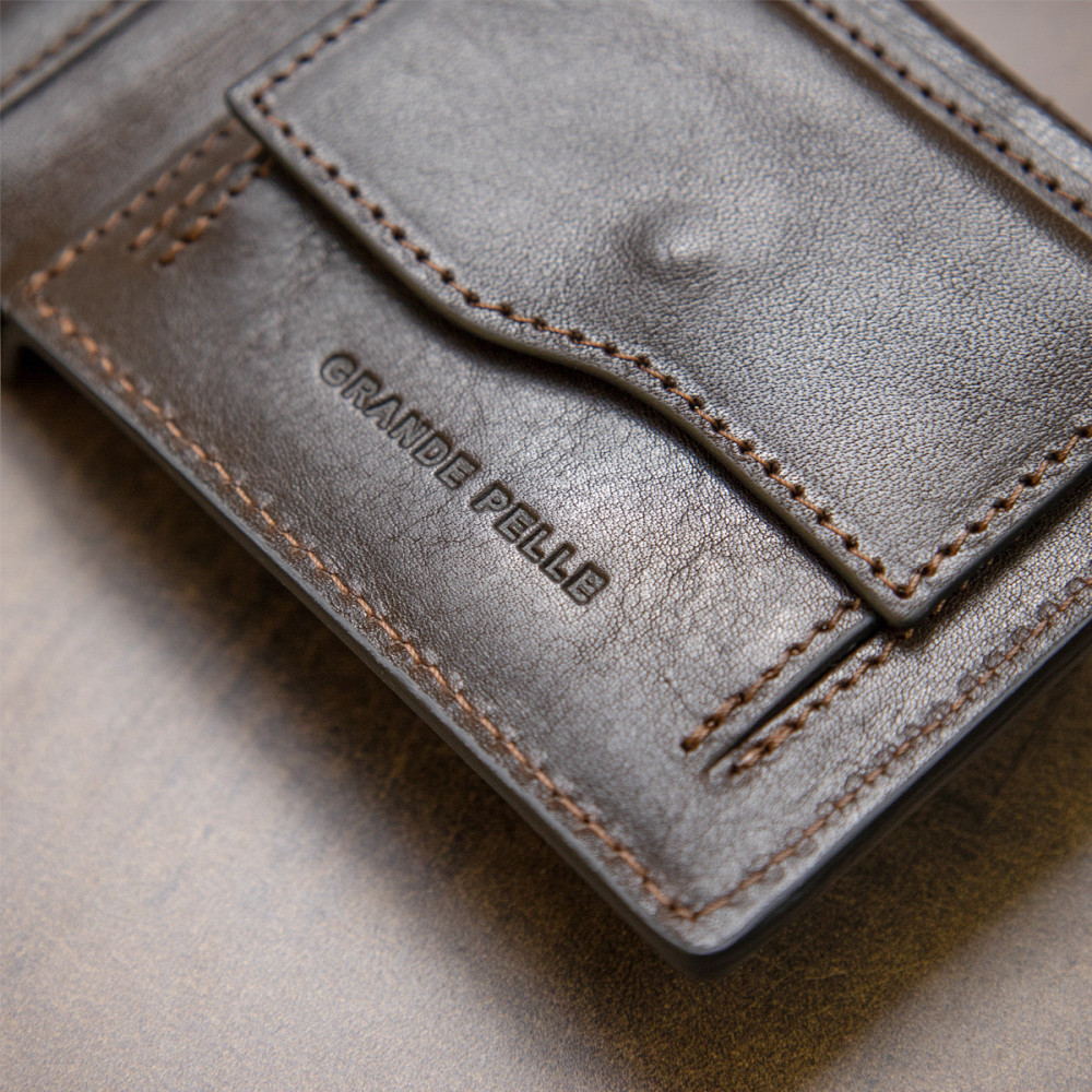 Портмоне из натуральной кожи для мужчин GRANDE PELLE 11463 Коричневый Киев - изображение 1