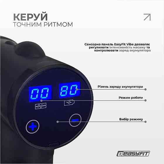 Перкусійний масажер для спини EasyFit Vibe 6 насадок, 30 режимів Коломия