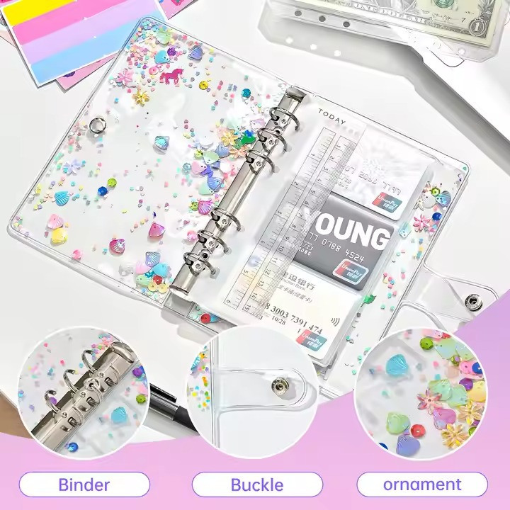 Блокнот-планер для финансов формат А6,планер бюджета и хранения денег,органайзер прозрачный с блестками Каменец-Подольский - изображение 4