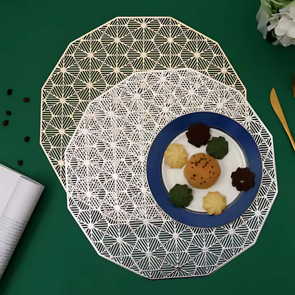 Сервировочная салфетка под горячее круглая 38х38 см, коврик сервировочный серебристый набор 2 шт Каменец-Подольский - изображение 3