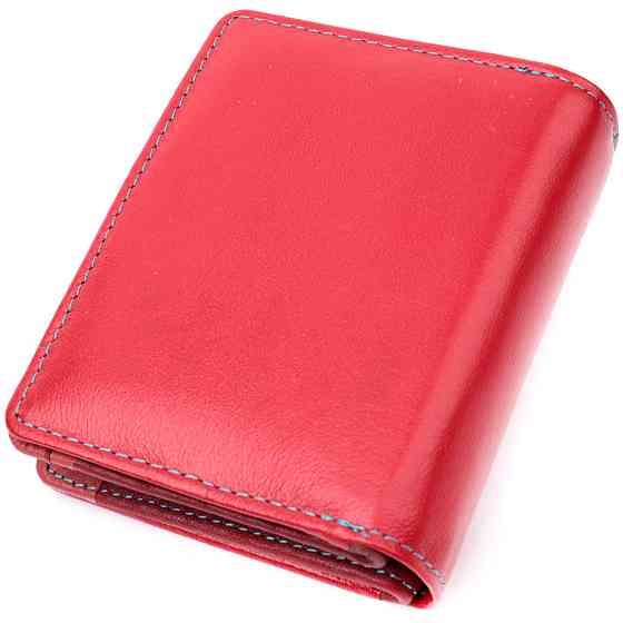 Женский вертикальный компактный кошелек из натуральной кожи ST Leather 19437 Красный Киев