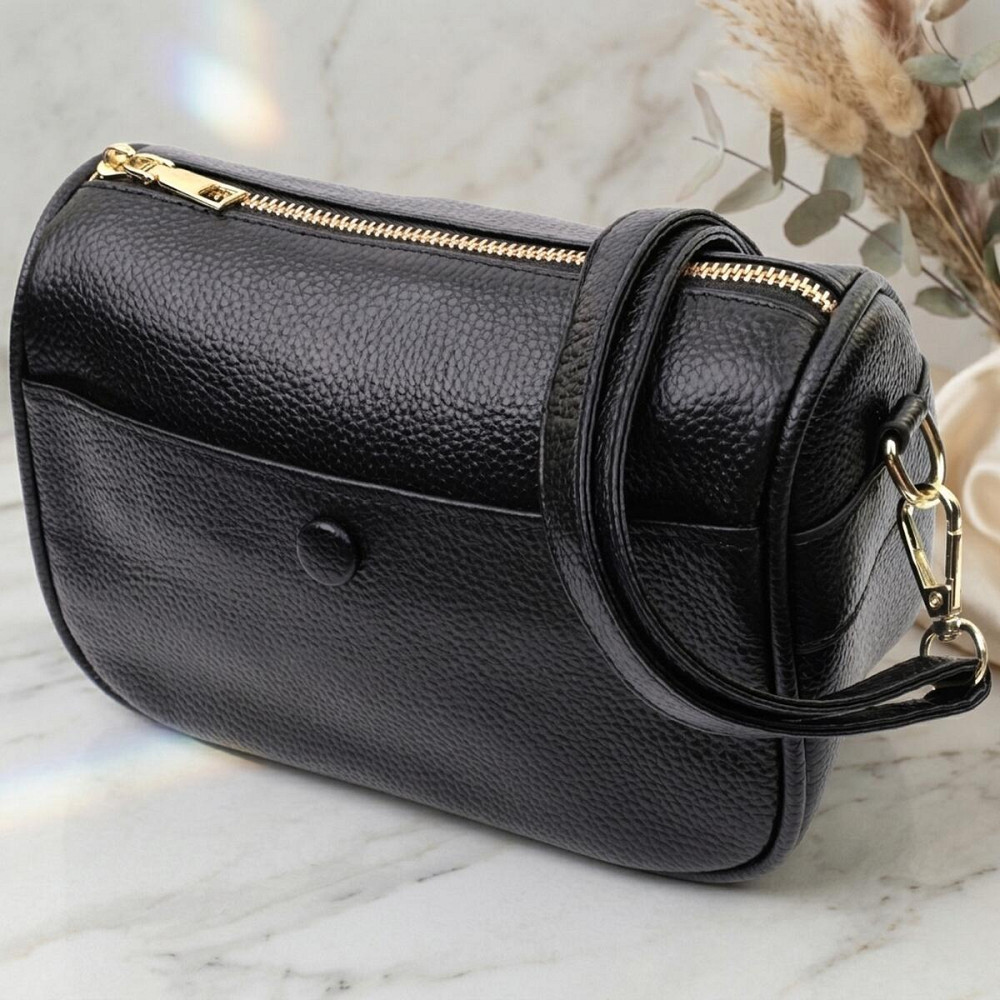 Сумка крос-боді для жінок з натуральної шкіри на кожен день Vintage 22590 Чорна Київ - фото 11