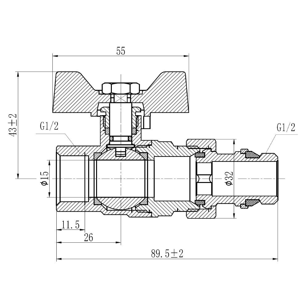 Кран кульовий "Американка" Thermo Alliance Forte 1/2" з антипротіканням прямий SF222W15 Київ - фото 2