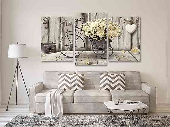 Модульная картина в гостиную / спальню  Троянди на велосипеді Art-673_3 Киев