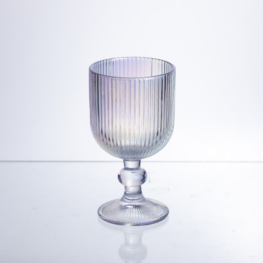 Набір келихів для вина 6 штук по 300 мл ребристих із товстого скла rainbow HP-19-234 Коломыя - изображение 1