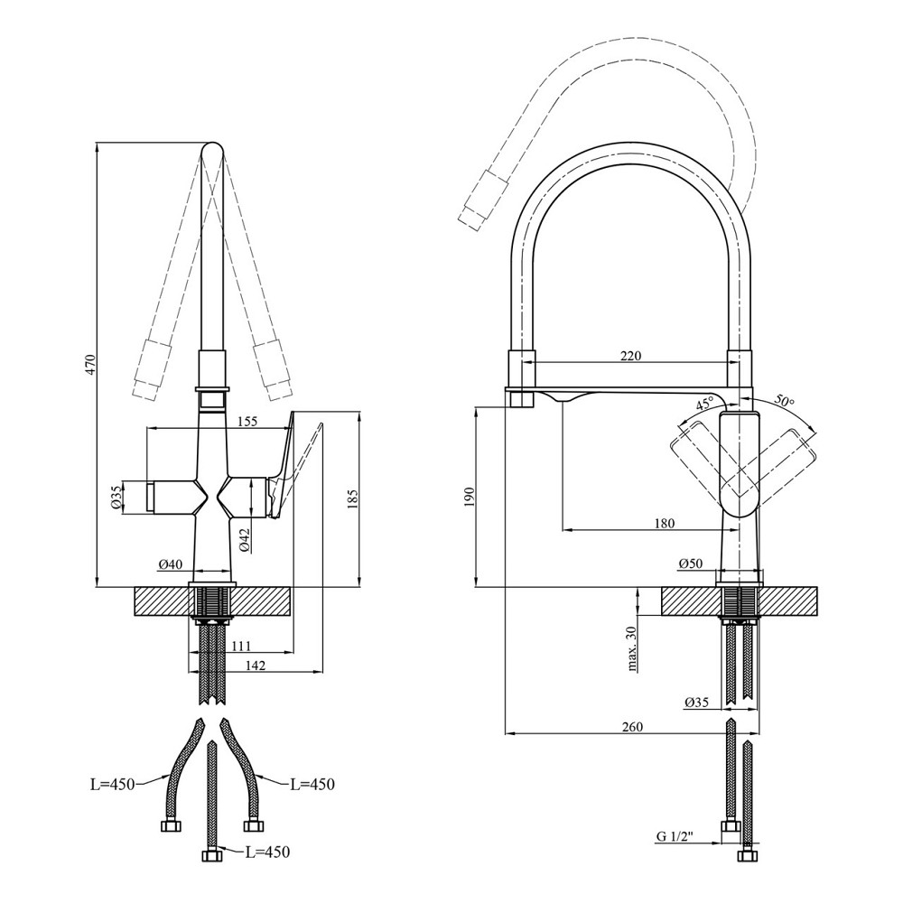 Набор смесителей Kroner Graz-GRP03815 + смеситель Graz-GRP010 Киев - изображение 3