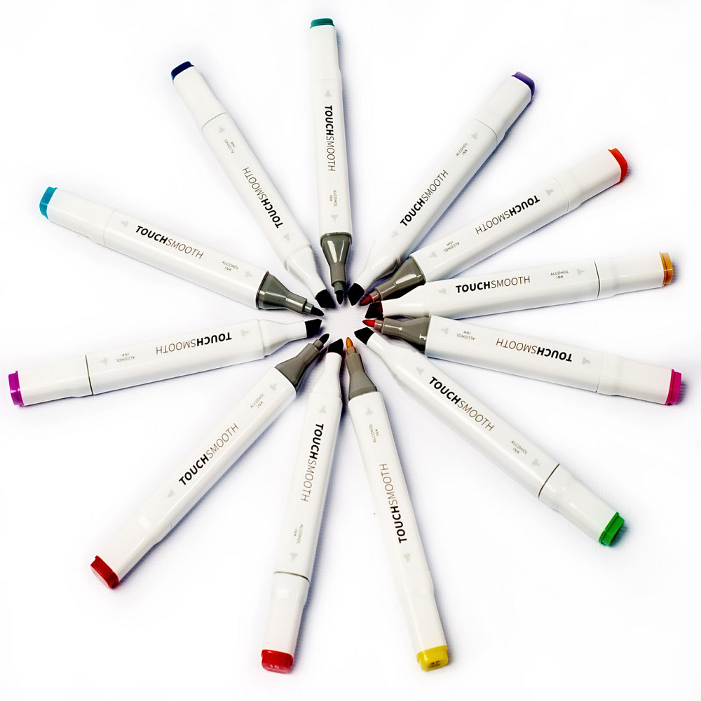 Набор профессиональных двухсторонних маркеров для скетчинга в чехле Touch 60 штук, Фломастеры для художников Каменец-Подольский - изображение 7