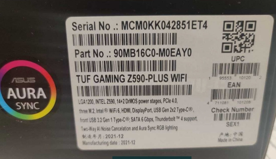 Материнская Плата ASUS TUF Gaming Z590-Plus Wi-Fi Нова Харьков - изображение 2