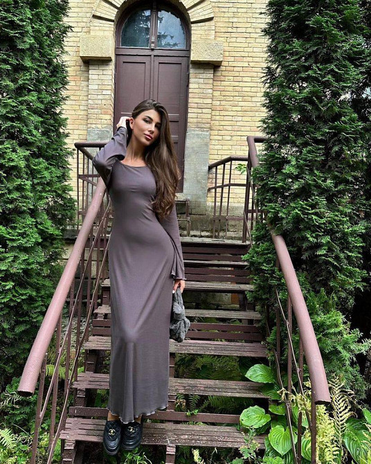 Женское элегантное базовое платье рубчик резинка Графит Одесса - изображение 1