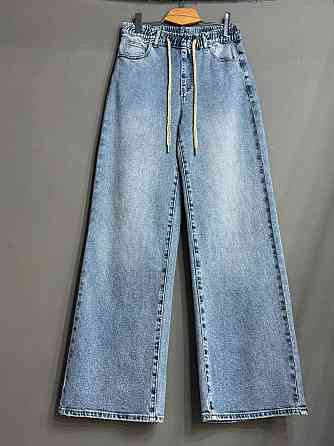 Джинсы женские Liana 1-047 палаццо с резинкой на талии стрейчевые большие размеры голубые , голубой, 4О, 40, 106 см, 125 см Киев