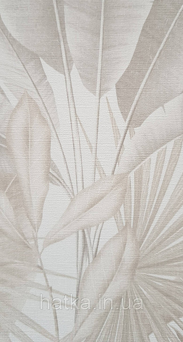 Обои виниловые на флизелине AS creation Della Natura метровые 1.06Х10 листья банана пальмы бежевые на белом Киев - изображение 2