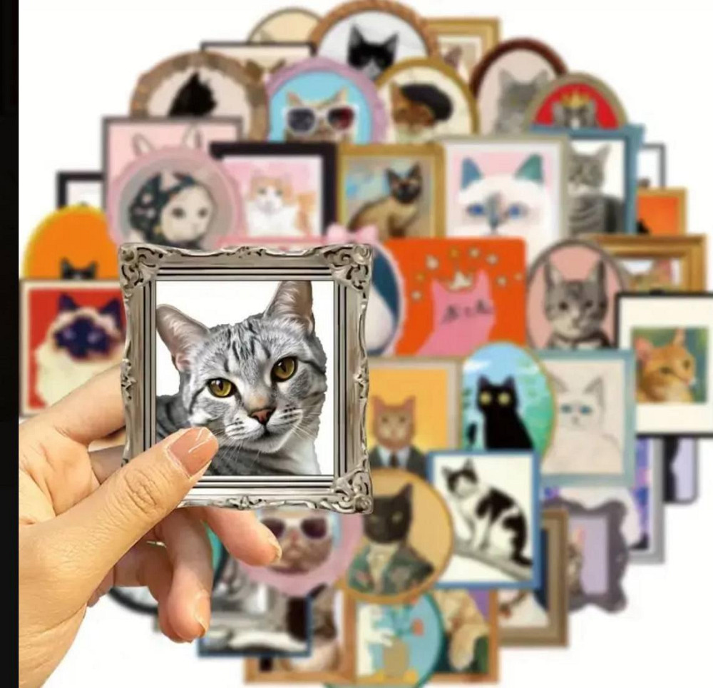 Набір вінтажних наліпок із котами, 50 шт Київ - фото 1