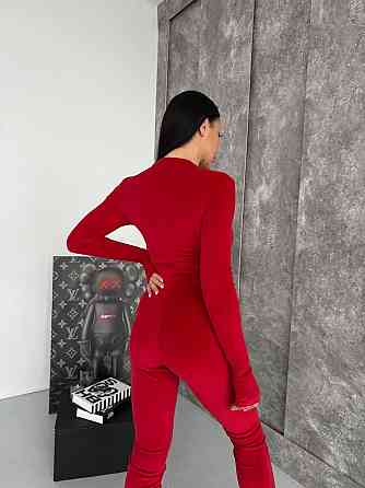 Стильный женский комбинезон с длинным рукавом королевский велюр Красный, 46/483 Одесса
