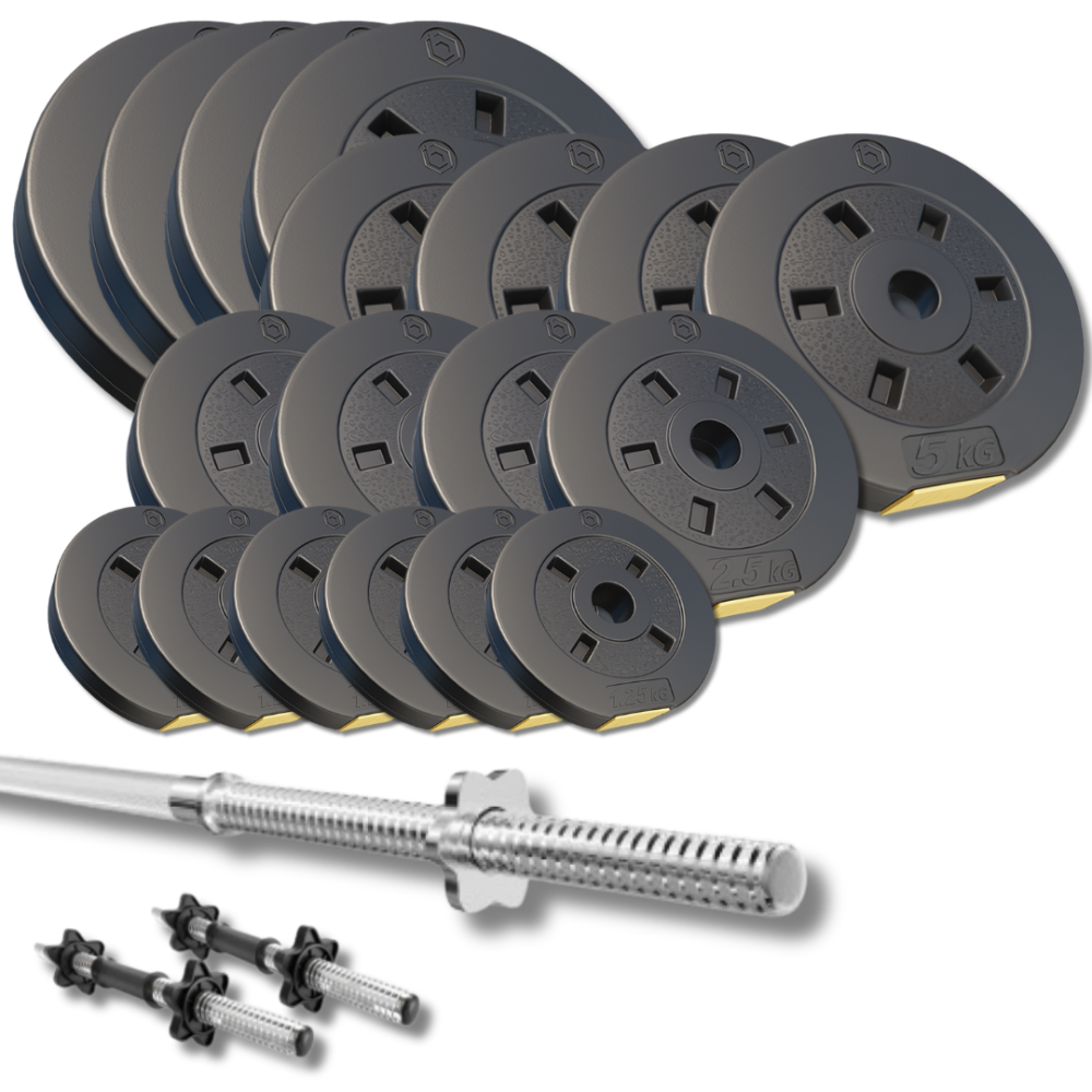 Набір зі штангою та гантелями Besport PowerPro 92кг (гриф 218см) Київ - фото 1