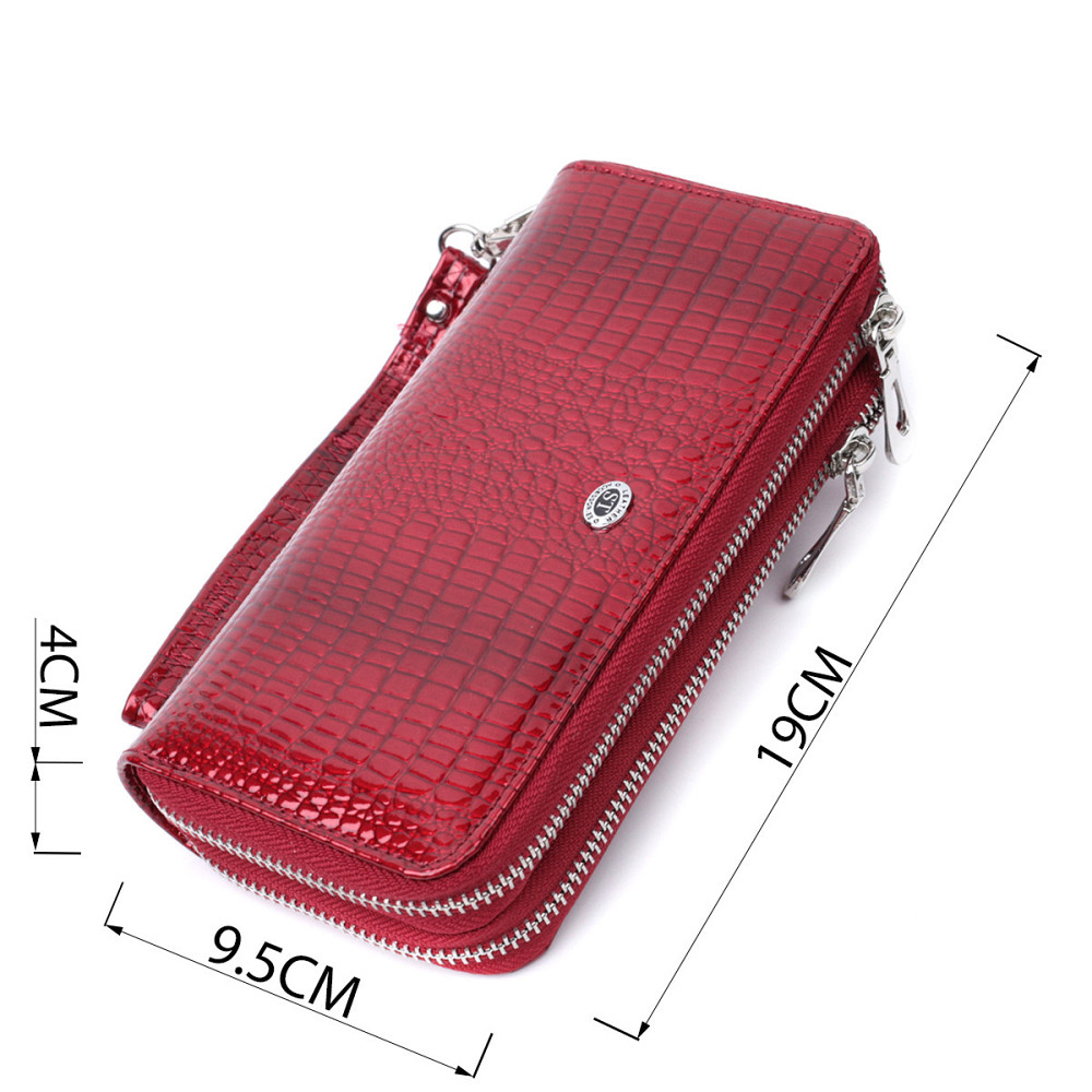 Фактурний клатч на два відділення з лакованої натуральної шкіри Червоний (ST Leather) Київ - фото 7