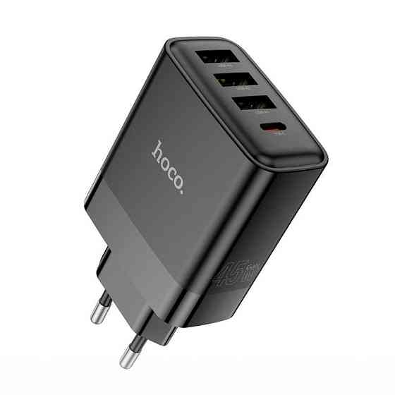 Адаптер мережевий HOCO C127A 3USB, Type-C, 45W, QC, чорний Винница